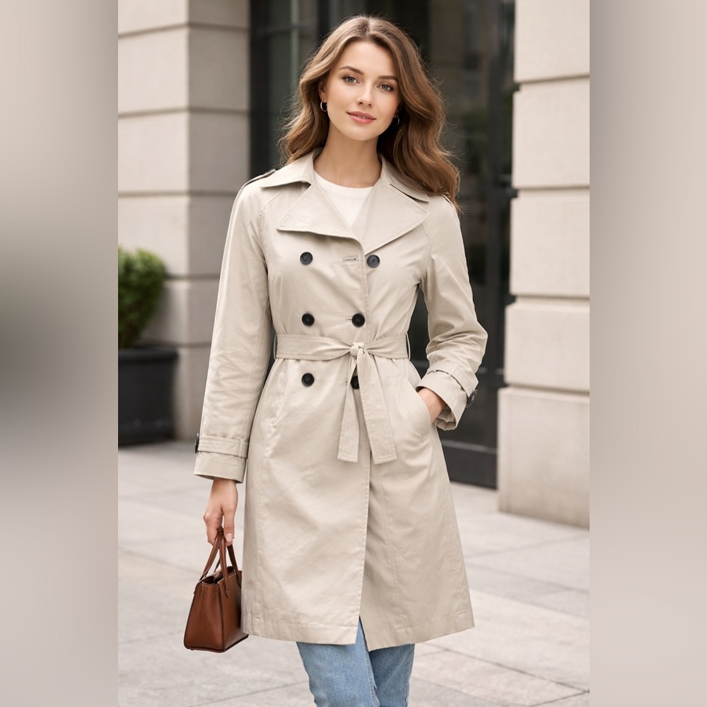 Zara Beige Double-Breasted Trench Coat